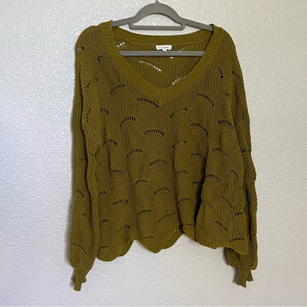Blu Pepper V-Neck Olive Sweater